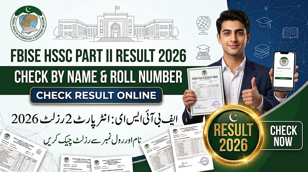 FBISE HSSC Part II Result 2026 Check By Name Roll Number