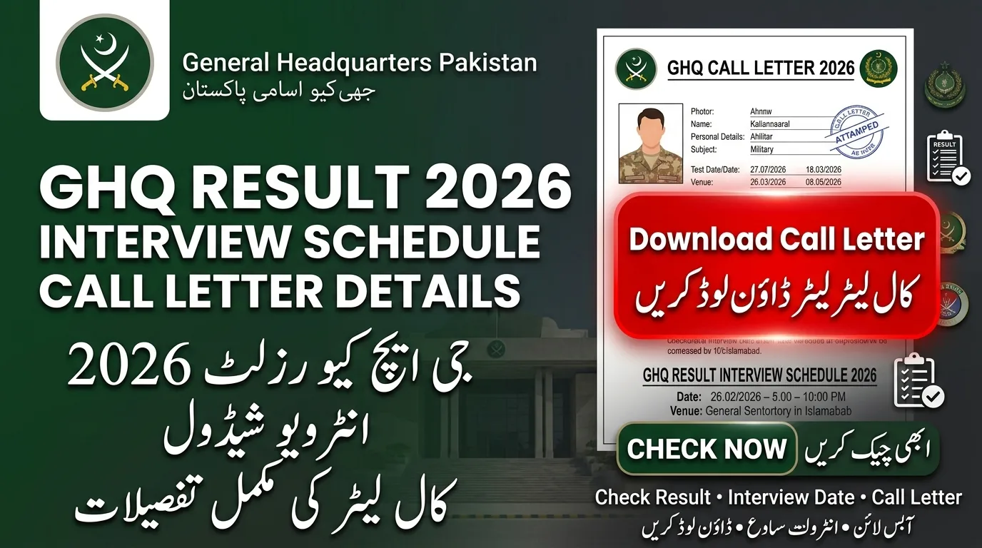 GHQ Result Interview Schedule & Call Letter Details