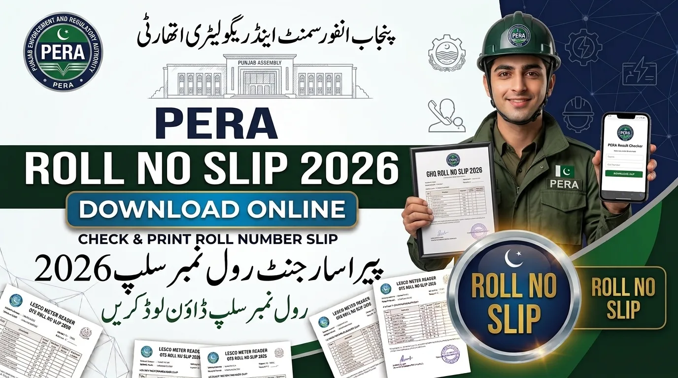 PERA Roll No Slip 2026 Physical & Written Test